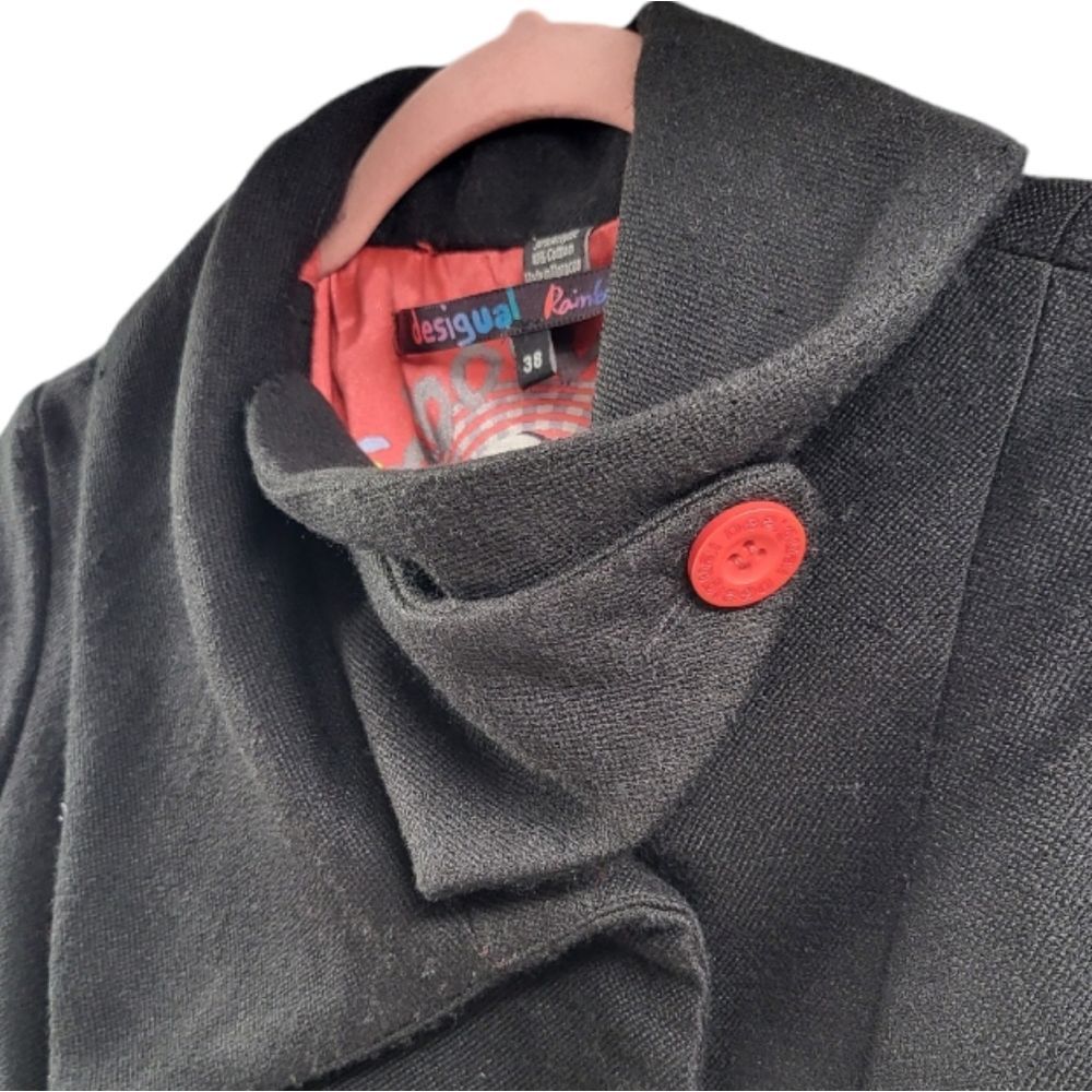 Desigual Womens Ombre Button Front Fold Collar Peacoat Size U.S Small. - Picture 6 of 12